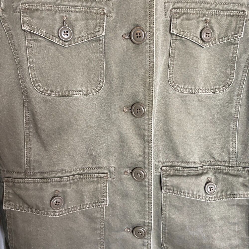 J Crew Womens Army Green Military Style Cotton Jacket Size L - Picture 7 of 12